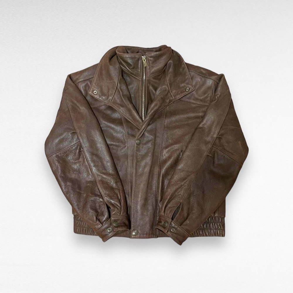 ✮ Vintage 1986 Worn Genuine Brown Leather Baddie Coat ✮